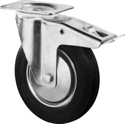 Zdjęcie produktu dla Kółka skrętne gumowe 200 mm z hamulcami 138x110 mm Nośność 205 kg Kółka Kółka