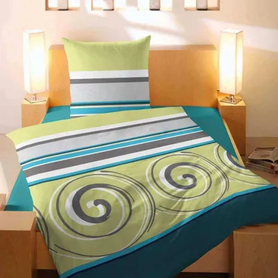 Produktbild von Magita Satin Bettwäsche Grün Streifen Struktur 100% Baumwolle Reißverschluss Bettbezug Kissenbezug Bettgarnitur Bettwäsche-Set 200x200 cm