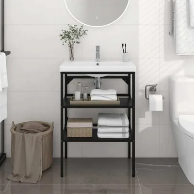 Zdjęcie produktu dla The Living Store Szafka łazienkowa czarna 59x38x83 cm żelazo