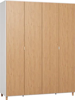 Produktbild von 185 cm breiter Kleiderschrank mit 2 Türen, 11 Fächern und 2 Schubladen | Farbe: Eiche / Weiß | Tiefe: 57 cm