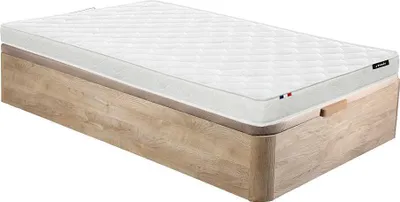 Produktbild von Set 90 x 190 cm Rahmen mit Box Naturlicht + 15 cm dicke Schaumstoffmatratze - ZEUS by YSMÉE