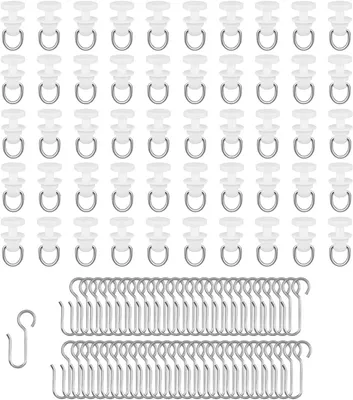 Produktbild von Gardinengleiter 100 Stück, 50 Haken und 50 Metallhaken, für Standard Schienen, für Gardinen