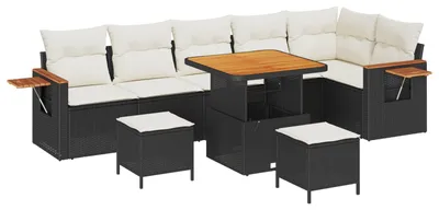 Immagine prodotto di Set da giardino composto da 9 pezzi, colore nero, in rattan sintetico