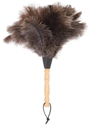 Staubwedel aus Straußenfedern mit Holzgriff, 34 cm, waschbar