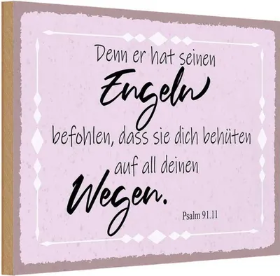 Produktbild von vianmo Holzschild 12x18 cm er hat seinen Engeln befohlen Dekoration