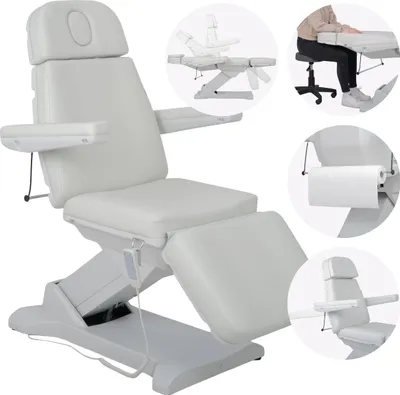 Produktbild von Habys Selia PRO 4 Kosmetikliege Massageliege Kosmetiksessel Kosmetikstuhl | Höhenverstellbar Elektrisch | Handfernbedienung | 204 x 63 cm | Grau