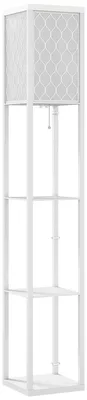 Immagine prodotto di Lampada da Terra 2 in 1 Moderna 26x26x160 cm con 3 Ripiani Attacco E27 in MDF Bianco