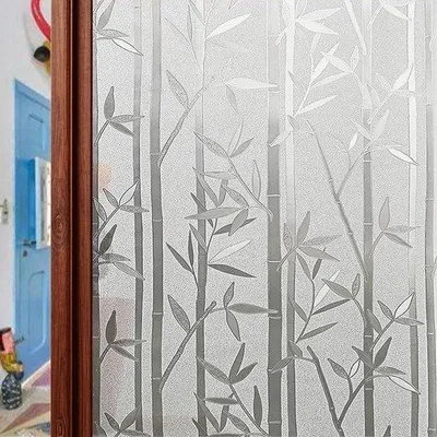 Image de Film décoratif en bambou pour fenêtres - Sans colle et adhérence statique - 95 x 480 cm