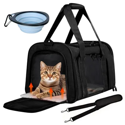 Produktbild von Zusammenklappbare Transportbox für Katzen und Hunde Schwarz 42x27x28cm