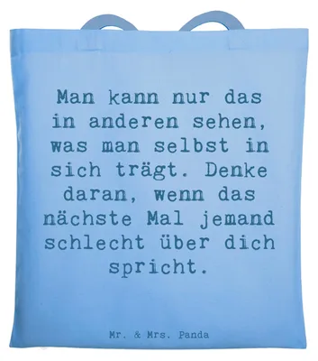 Produktbild von Mr. & Mrs. Panda Tote Bag Spruch Mobbing bewältigen Spiegelbild - Sky Blue - Geschenk, Tasche, Shopping, Weisheit, Trost, Zuversicht, Unitasche, Vertrauem, Verständnis