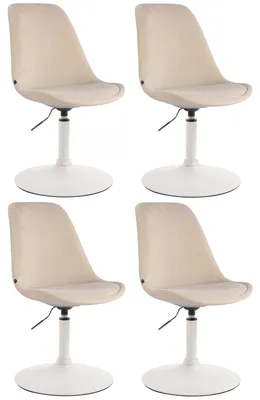 Produktbild von CLP 4er Set Esszimmerstühle Maverick Samt drehbar und stufenlos verstellbar creme Gestell Farbe weiß