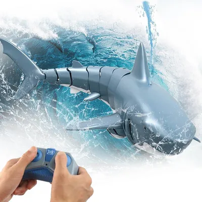 Productafbeelding van RC Haai Speelgoed - Afstandsbestuurbare Boot - Waterspelletjes Spelen - Hoge Simulatie - 35 x 16 x 8 cm - Grijs