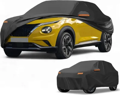 Produktbild von Autoabdeckung Wasserdicht Alle Wetter Automobil Au?en Anti-UV Sonne Regen Schutz Vollst?ndige Au?enabdeckung fš¹r Nissan Juke 210D-PU Schwarz mit Reflektierenden Streifen