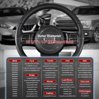 Productafbeelding van Stuurhoes voor auto, microvezelleer, 39,5-41 cm, antislip grip, geschikt voor auto's en SUV's