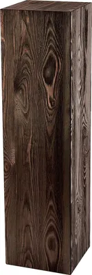 A tall, rectangular wooden column with a dark, natural wood grain texture is shown against a white background.