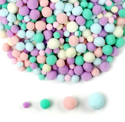 Bastel-Pompons, 400 Stück, 4 Größen (1–2,5 cm), bunt