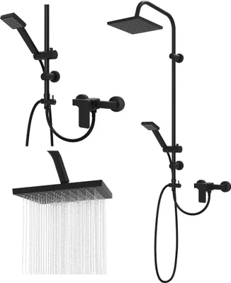 Produktbild von Granitan | Duschset ERIE - Schwarz - Minimalistisches Design - mit 5-Funktionen Handbrause