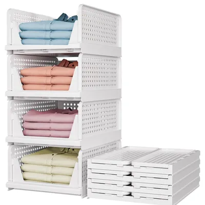 Productafbeelding van Omgoods - 4-delige Stapelbare Kleding Organizer in Wit