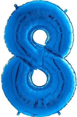 Zdjęcie produktu dla Balon Foliowy Cyfra 8 Niebieska - 102 cm Grabo