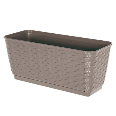 Produktbild von Kasten für Geländer Balkon Terrasse Blumentopf Rattan-Imitat 38,6 cm Mokka