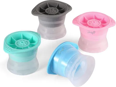 Immagine prodotto di DasWas, 4 stampi rotondi XXL per cubetti di ghiaccio, diametro 6 cm - Contenitore per cubetti di ghiaccio per creare sfere di ghiaccio perfette - Stampo grande per creare sfere di ghiaccio ideali per whisky e cocktail