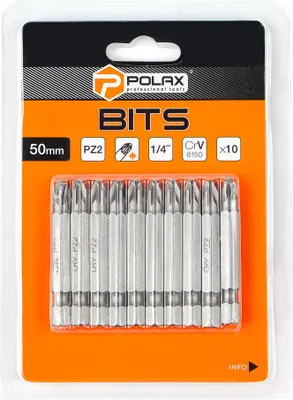 Zdjęcie produktu dla Zestaw bitów 50mm PZ2 1/4" 6150CRV (10 szt) Polax