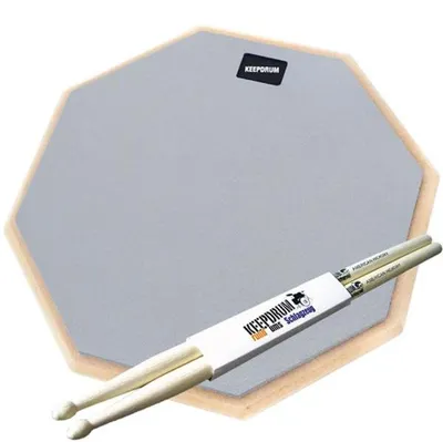 Produktbild von keepdrum DP-GY12 Drum Practice Pad Grau 12 mit Schlagzeugstöcken