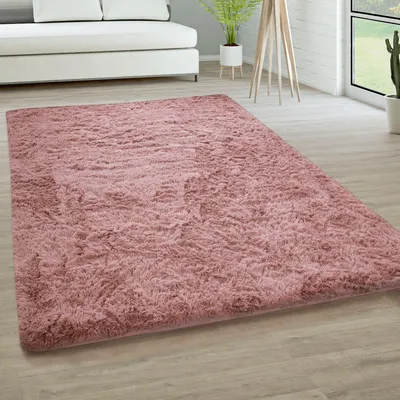 Produktbild von Hochflor Teppich Wohnzimmer Fellteppich Kunstfell Shaggy Flauschig Einfarbig Grösse 120 cm Rund