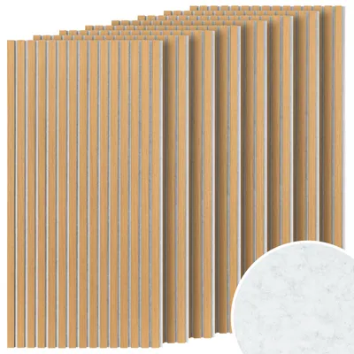 Obrázek produktu pro Vigevee, sada 8 akustických panelů, rozměr 120 x 60 cm, Imitace dub 2240S, stříbrněšedý filc, MDF lamely, NRC 0,8