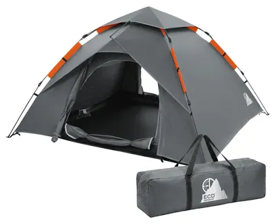 Produktbild von ECD Germany Pop Up Zelt wasserdicht für 4 Personen Camping Zelt Outdoor Wurfzelt winddicht Kuppelzelt leichtes Familienzelt für Strand Festival Grau