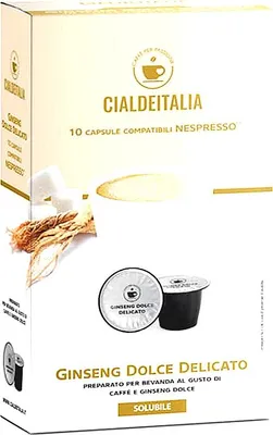Produktbild von Cialdeitalia - Ginseng Dolce Delicato Kapseln kompatibel mit Nespresso Maschinen - 120 Kapseln lösliche Ginseng Getränk