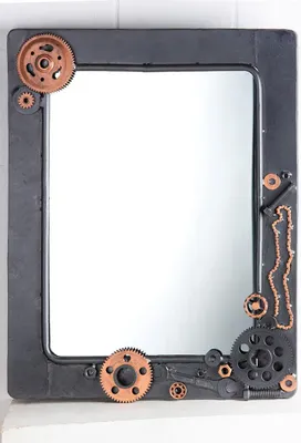 Zdjęcie produktu dla Gilde Spiegel, rechteckig, "Ruby", Zahnradmotiv, Metall, schwarz, VE 1, L. 7 cm, B. 61 cm, H. 77 cm 68959 4063387689592