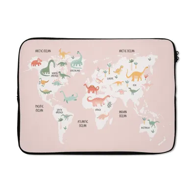 Produktbild von MuchoWow® Laptop Hülle 13 Zoll Weltkarte - Kinder - Dinosaurier Laptoptasche - Laptophülle - Sleeve - Rundumschutz