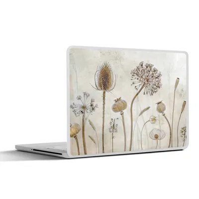 Produktbild von MuchoWow® Laptop Aufkleber Sticker Cover Blumen - Aquarell - Stilleben - Braun - Vintage 31x22.5 cm - Laptop-Deko
