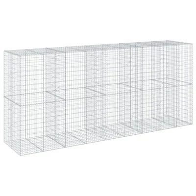 Produktbild von Gabione Steinkorb mit Deckel, für Garten & Landschaftsgestaltung, aus verzinktem Eisen, 450x100x200 cm, Maschenweite 10x5 cm, Draht 3,5 mm, Silbern