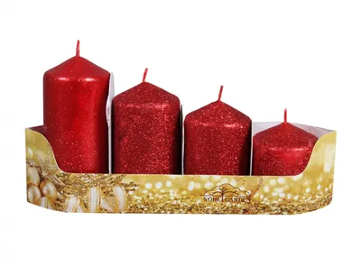 Immagine prodotto di Nohel Garden Candele dell'Avvento a gradini glitterati d5x6/7,5/9/10,5cm 4pz
