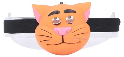 Image de Lampe frontale pour enfants en forme de chat, 2 modes d'éclairage, légère, portable, alimentation par piles, projecteur en plastique pour le camping