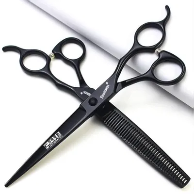 Immagine prodotto di Forbici da parrucchiere, acciaio inossidabile 440C, lunghezza 7 pollici, colore nero, set da 2