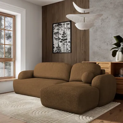 Produktbild von Masseno Ecksofa MODENZA N R-S mit Schlaffunktion L-Form, Sofa mit Bettkasten, Wohnzimmersofa, Couch, Soffa, Bettsofa, Couchgarnitur- Braun, NOW OR NEVER 56
