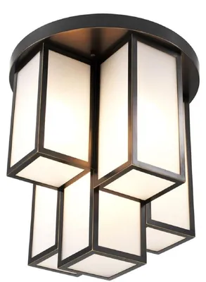 Produktbild von Casa Padrino Luxus Deckenleuchte Bronze / Weiß Ø 50 x H. 53,5 cm - Luxus Qualität