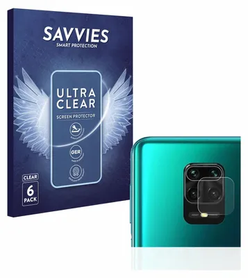 A product shot showing the packaging for screen protectors and a close-up of the screen protectors applied to a phone's camera.