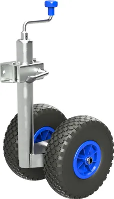 Zdjęcie produktu dla Podwójne koło podporowe z zaciskiem podwójne koło podporowe z oponami pneumatycznymi przyczepa kempingowa 150 kg, Ø 48 mm rura zewnętrzna