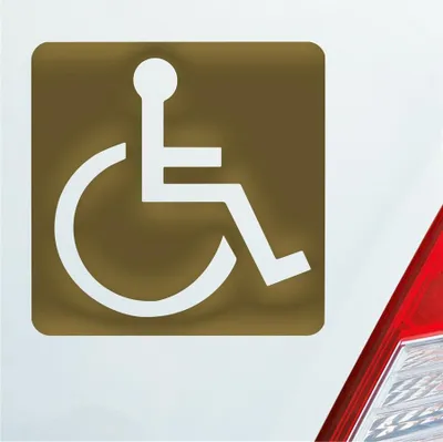 Produktbild von Auto Aufkleber Rollstuhlfahrer Warnhinweis Rollstuhl 10,5x10,5 cm Gold Sticker Heckscheibenaufkleber