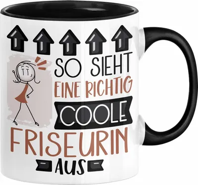 Produktbild von Friseurin Geschenk Tasse Lustig Geschenkidee für Friseurin Geburtstag So Sieht Eine Richtig Coole Friseurin Aus Frauen Spruch (Schwarz)
