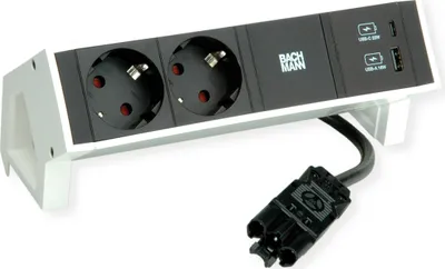 Immagine prodotto di BACHMANN DESK2 2xcontatto protettivo USB A&C, caricatore USB 22W 0,2m GST18 bianco