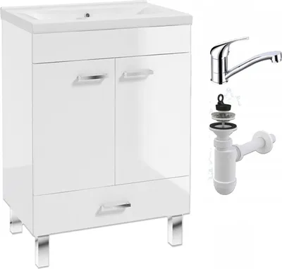Immagine prodotto di Mobile da bagno con lavabo bianco 50 x 40 lucido Rubinetto girevole