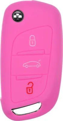 Produktbild von Auto Schlüssel Hülle Silikon Schutz Cover Rosa kompatibel mit Citroen Berlingo C4 DS3 DS4 DS5 DS6 3 Tasten Klappschlüssel