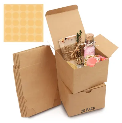 Produktbild von Belle Vous Karton Geschenkboxen Braun (20 Stk) - Schachteln 12 x 12 x 9 cm Pappschachteln mit Deckel - Kraftpapier Geschenk Box zum selber Aufbauen