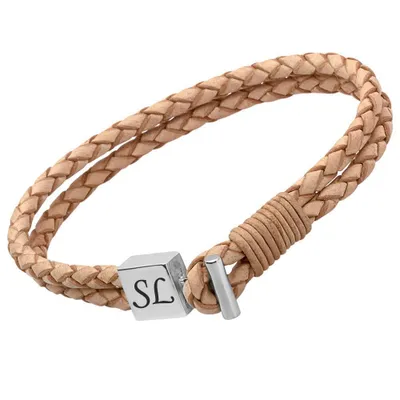 Produktbild von Unique Lederarmband: Sandfarben mit Edelstahlverschluss LB0278