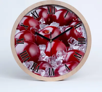 Produktbild von Holzuhr 20fi cm wanduhr - schwarze Spitzen - gefrorene Kirsche